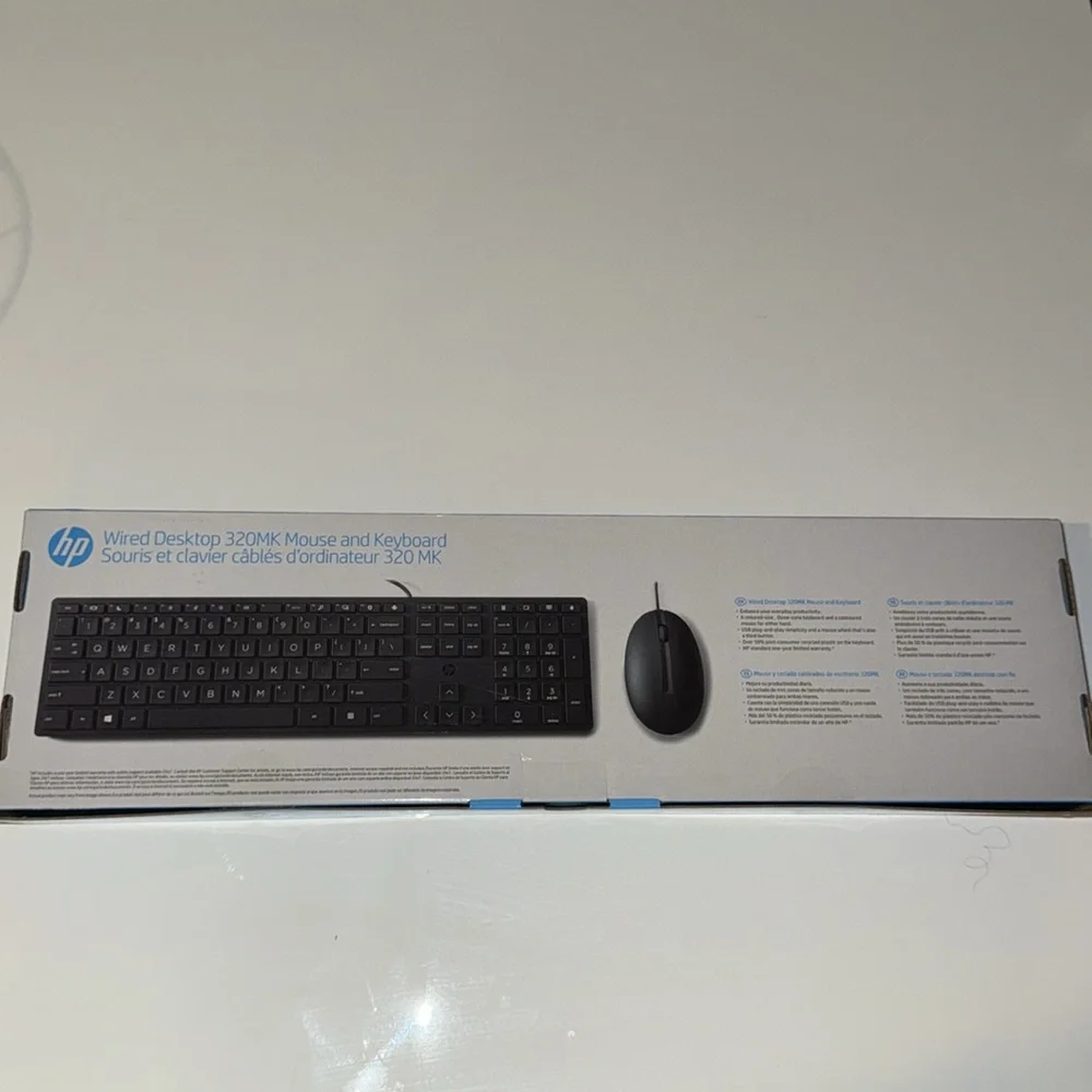 New in box -HP 320MK Wired Desktop Mouse and Keyboard Combo